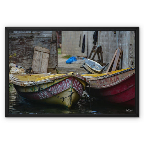 Black River Jamaica 2 Boats Framed Canvas